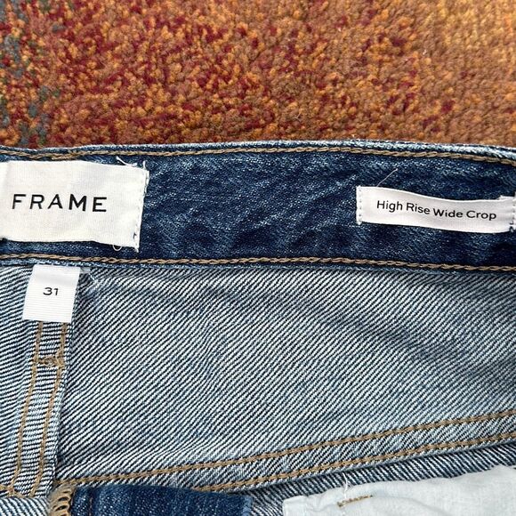 FRAME High-Rise Wide Crop Distressed Jeans Size 31 - Picture 9 of 13